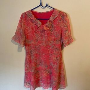 Pink dress M flare neck mini used summer women's